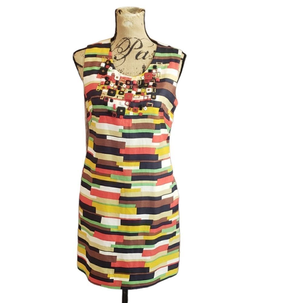 Milly Silk Linen Beaded Dress